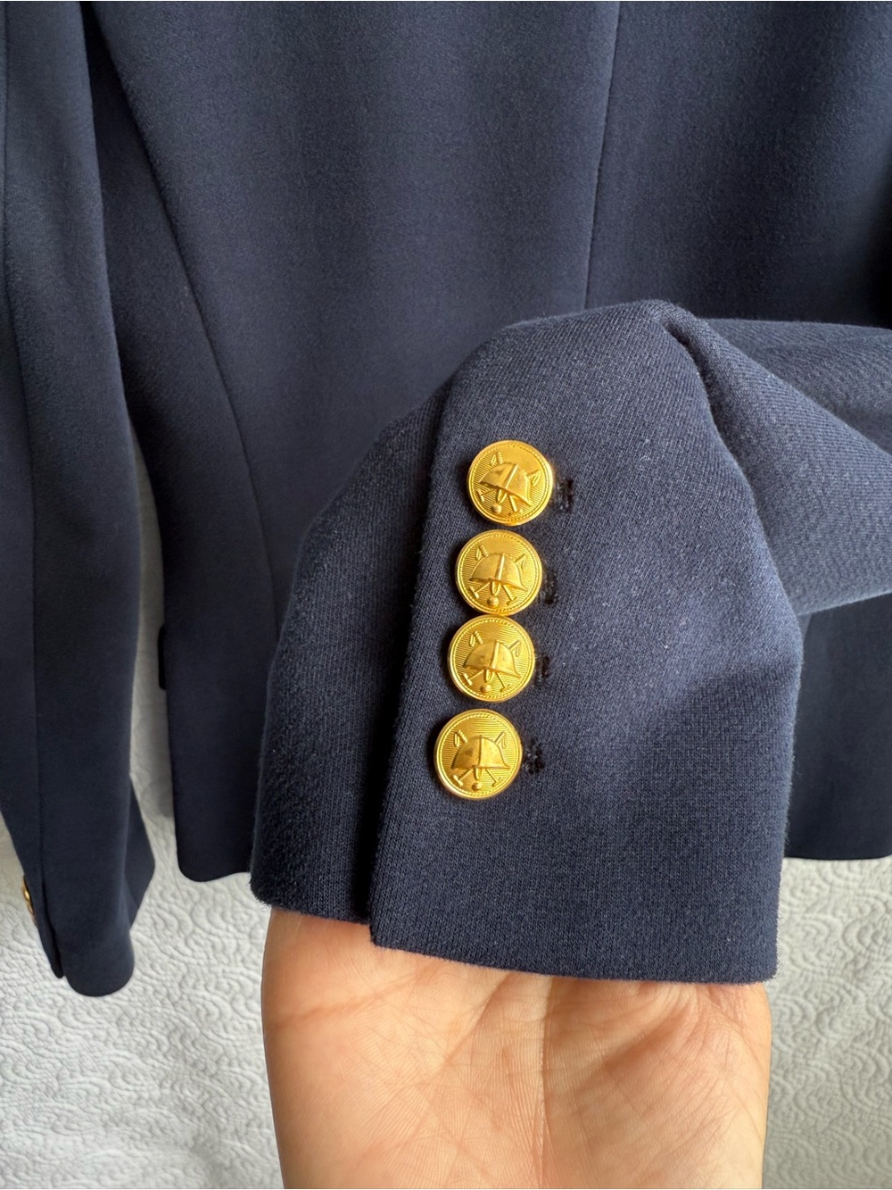 Ralph Lauren Womens Bullion Jacquard Blazer Size 2 Avitar Navy Blue Preppy Busin - Picture 8 of 14